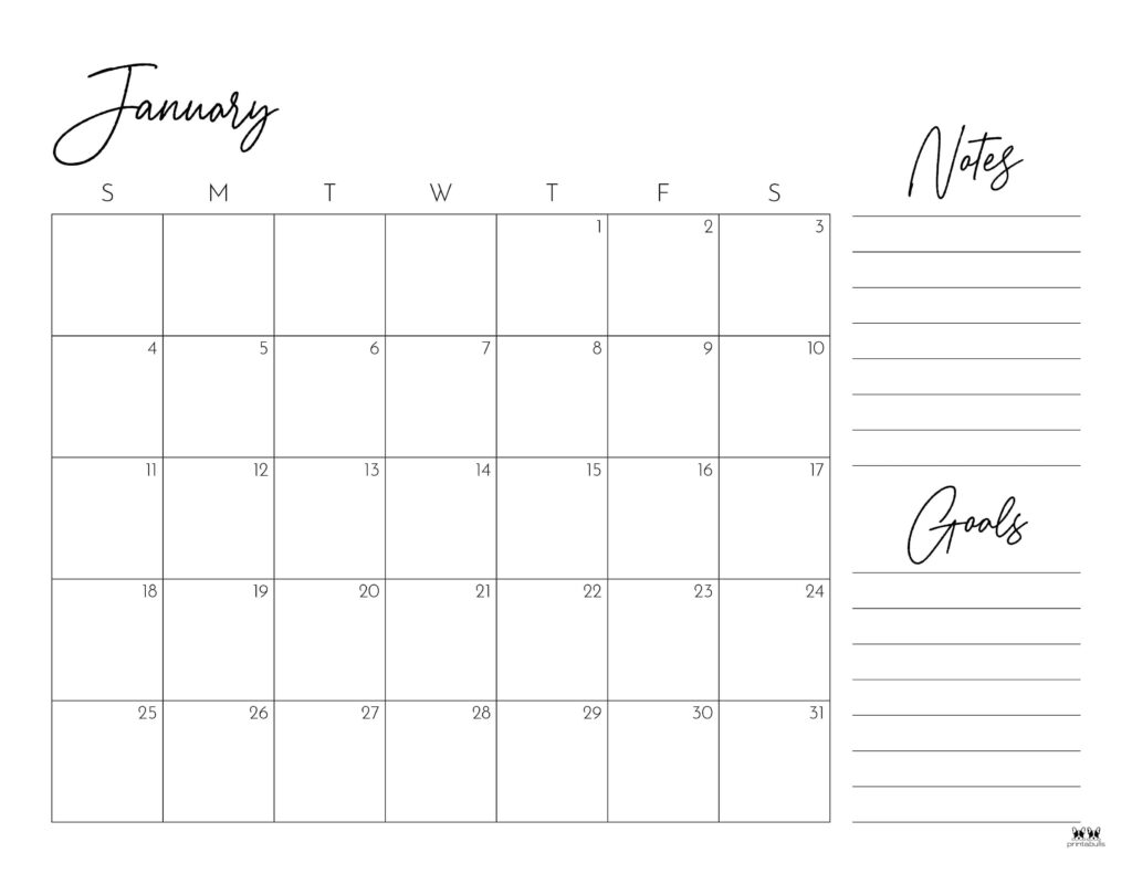 January 2026 Calendars - 123 FREE Printables 162 Printable-January-2026-Calendar-Style-19