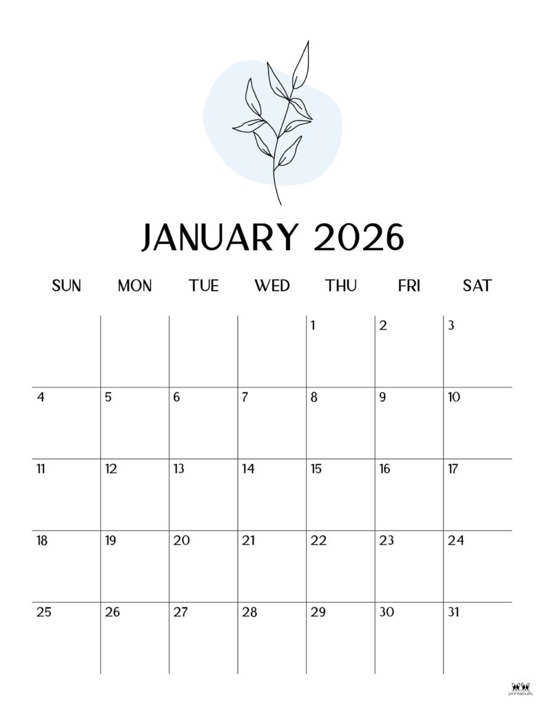 January 2026 Calendars - 123 FREE Printables 137 Printable-January-2026-Calendar-Style-21