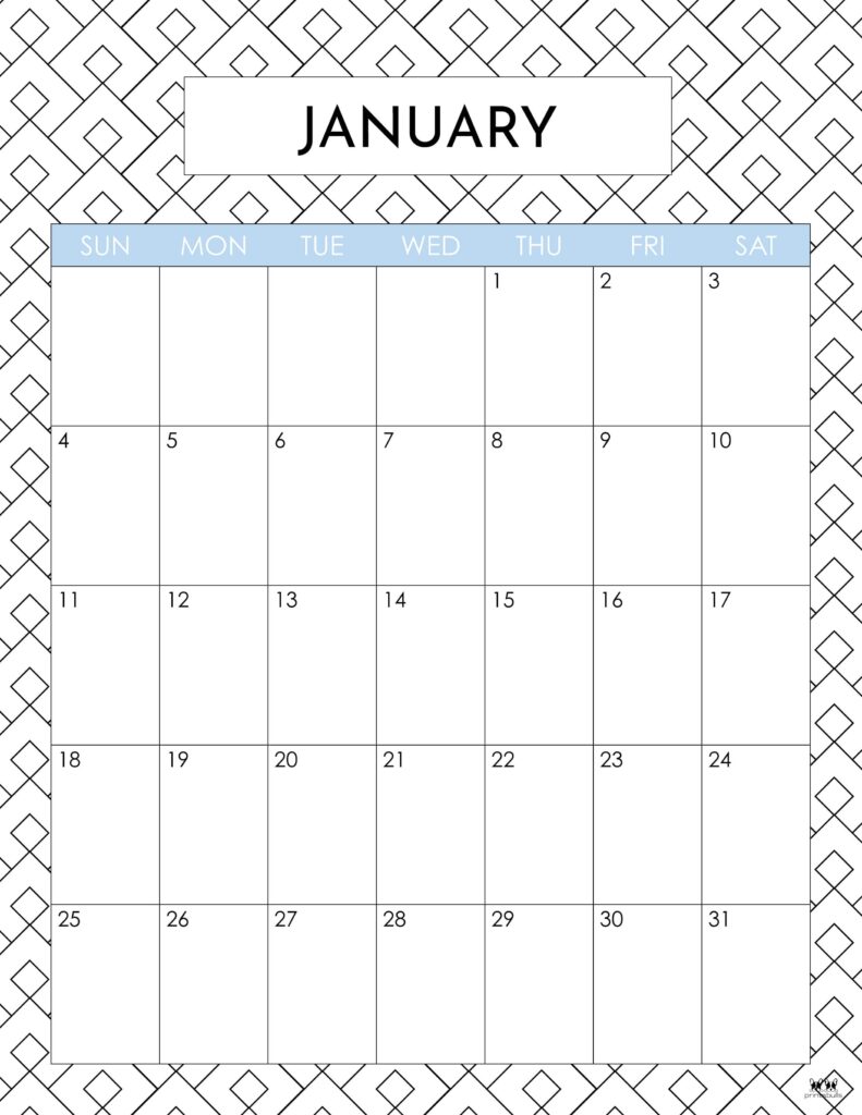 January 2026 Calendars - 123 FREE Printables 141 Printable-January-2026-Calendar-Style-25