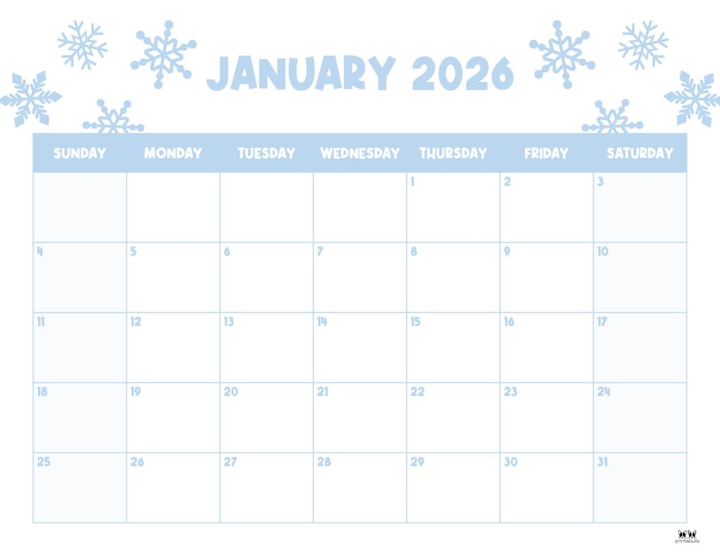 January 2026 Calendars - 123 FREE Printables 180 Printable-January-2026-Calendar-Style-36