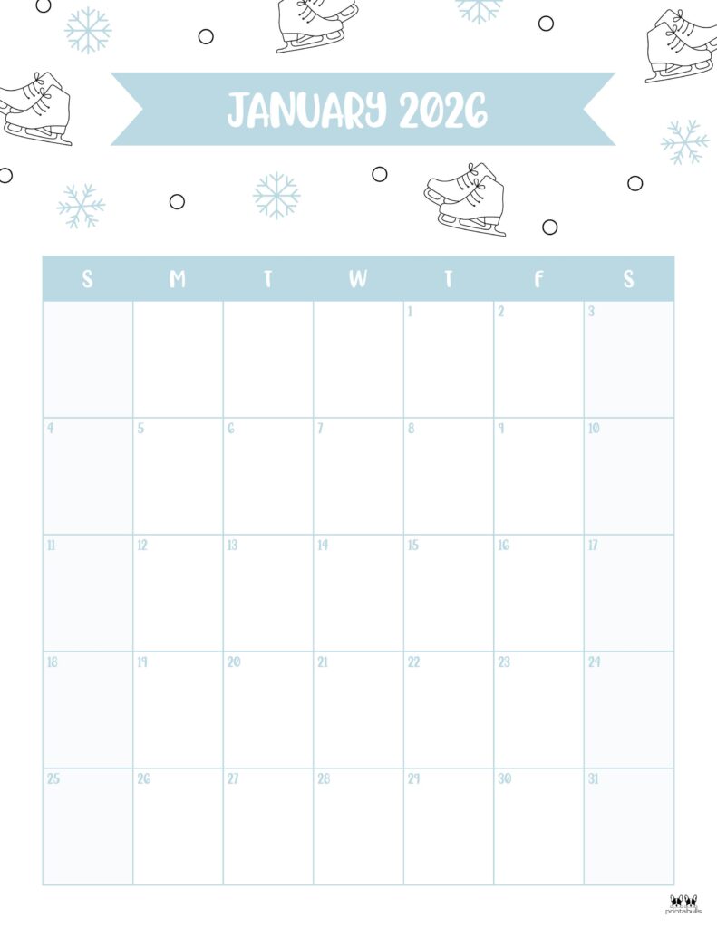January 2026 Calendars - 123 FREE Printables 181 Printable-January-2026-Calendar-Style-37