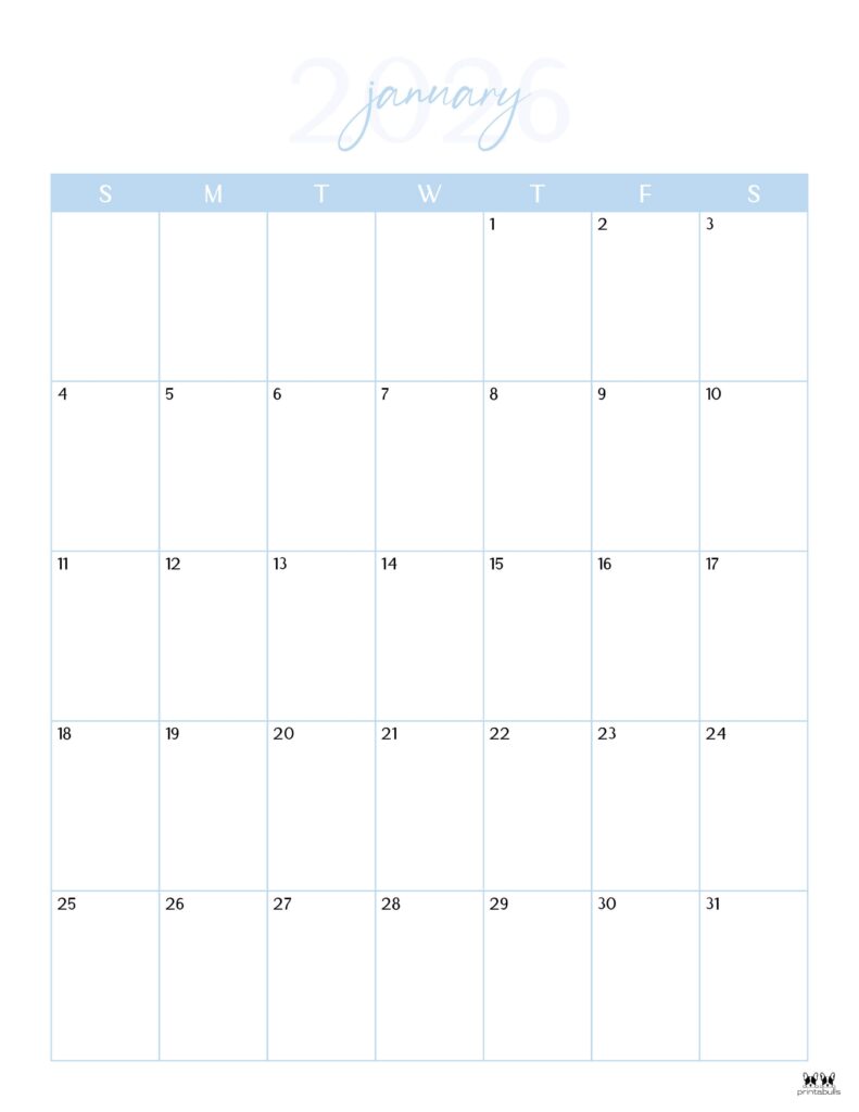 January 2026 Calendars - 123 FREE Printables 219 Printable-January-2026-Calendar-Style-39