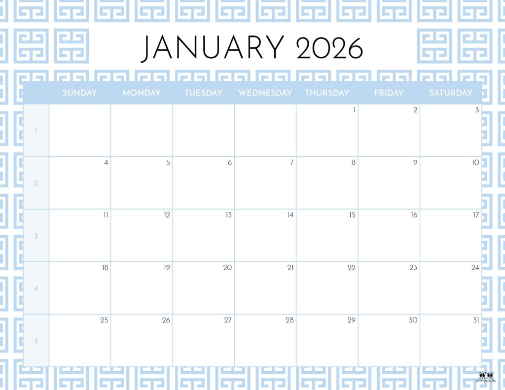 January 2026 Calendars - 123 FREE Printables 175 Printable-January-2026-Calendar-Style-44