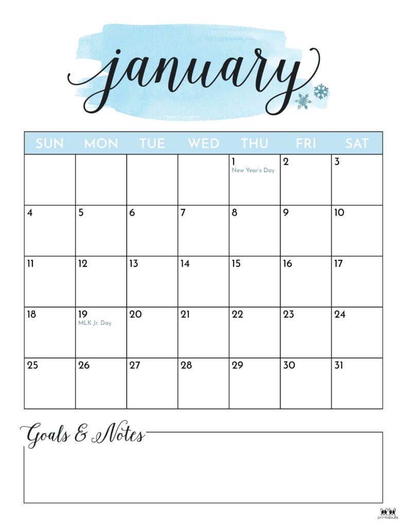January 2026 Calendars - 123 FREE Printables 146 Printable-January-2026-Calendar-Style-5