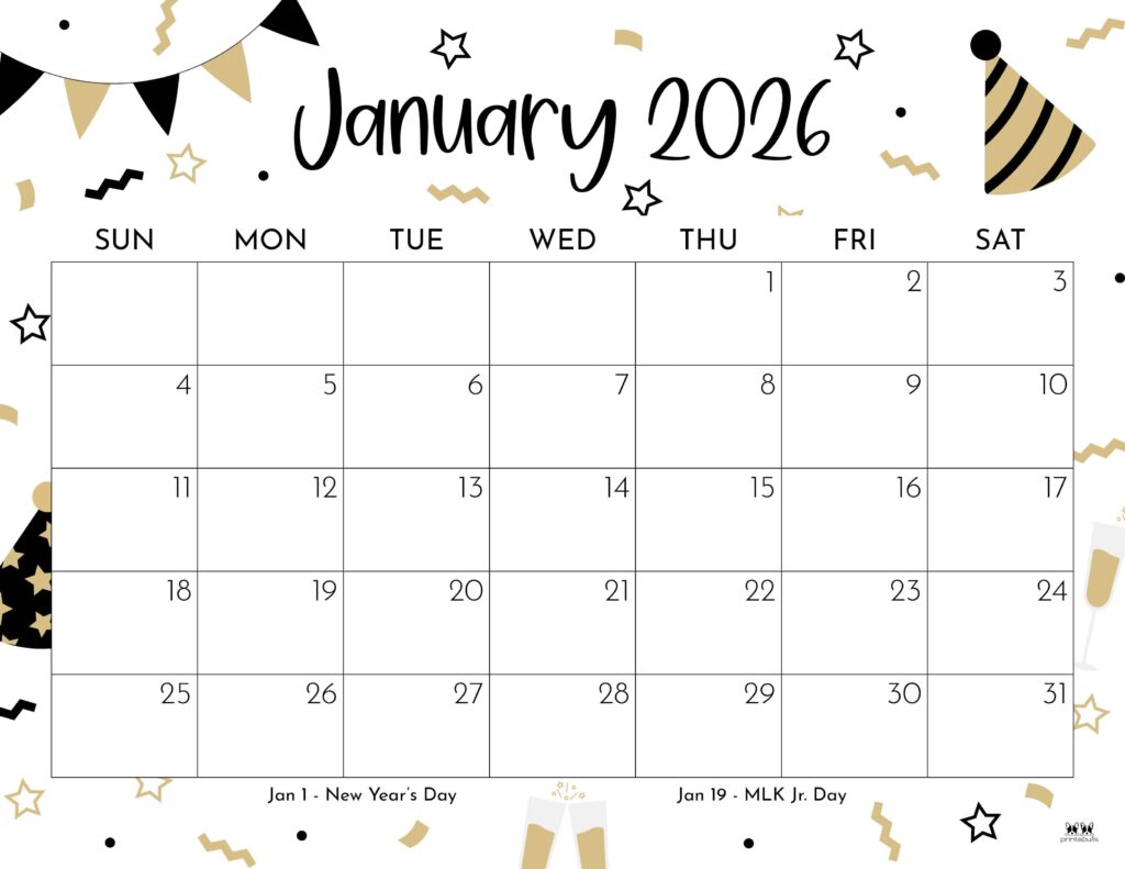 January 2026 Calendars - 123 FREE Printables 149 Printable-January-2026-Calendar-Style-53