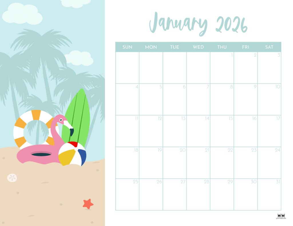 January 2026 Calendars - 123 FREE Printables 240 Printable-January-2026-Calendar-Style-55
