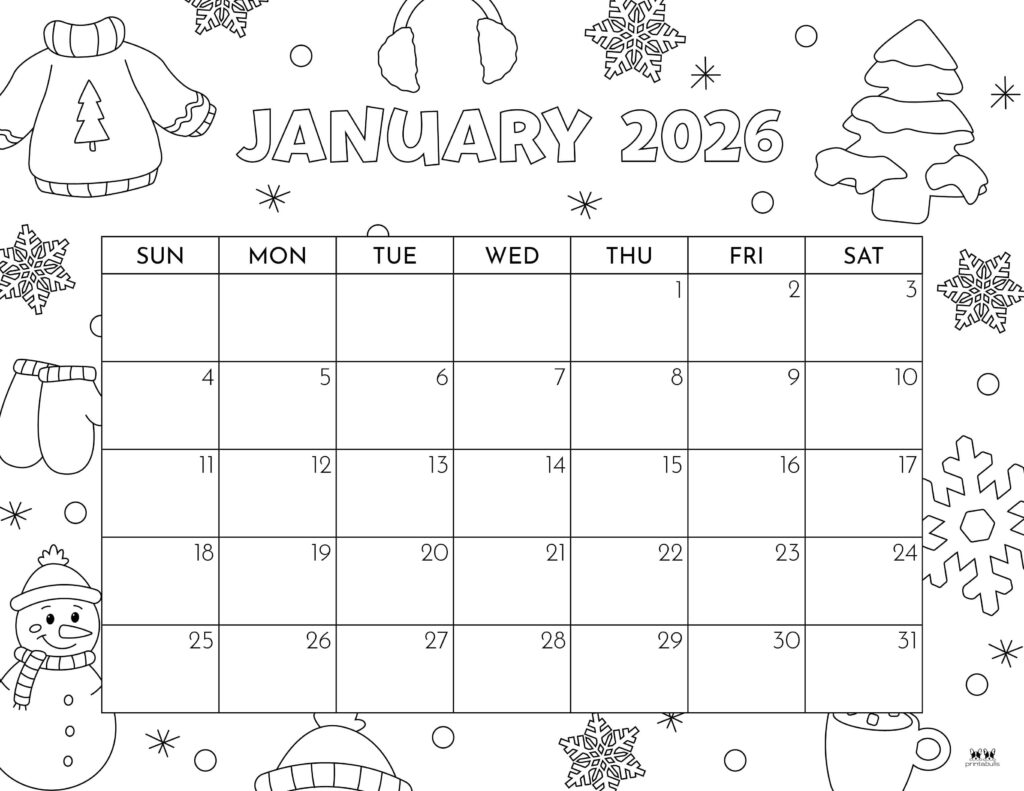 January 2026 Calendars - 123 FREE Printables 236 Printable-January-2026-Calendar-Style-59
