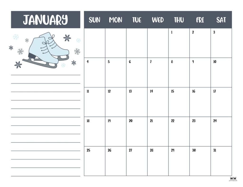 January 2026 Calendars - 123 FREE Printables 160 Printable-January-2026-Calendar-Style-6