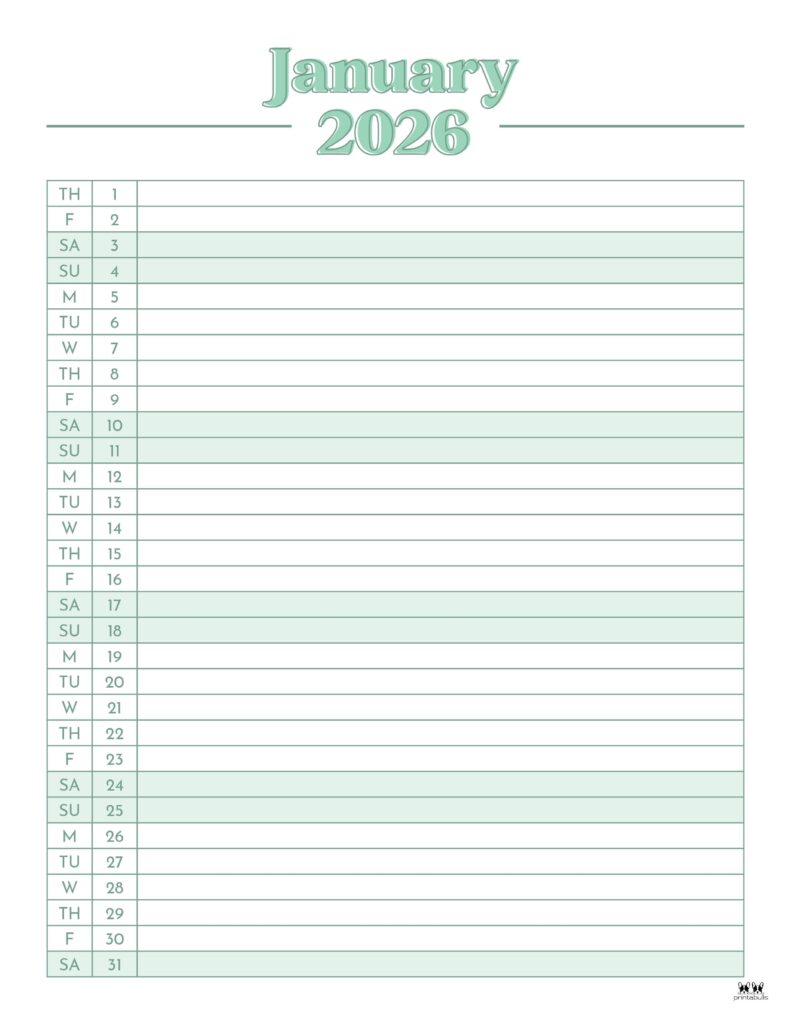 January 2026 Calendars - 123 FREE Printables 211 Printable-January-2026-Calendar-Style-62