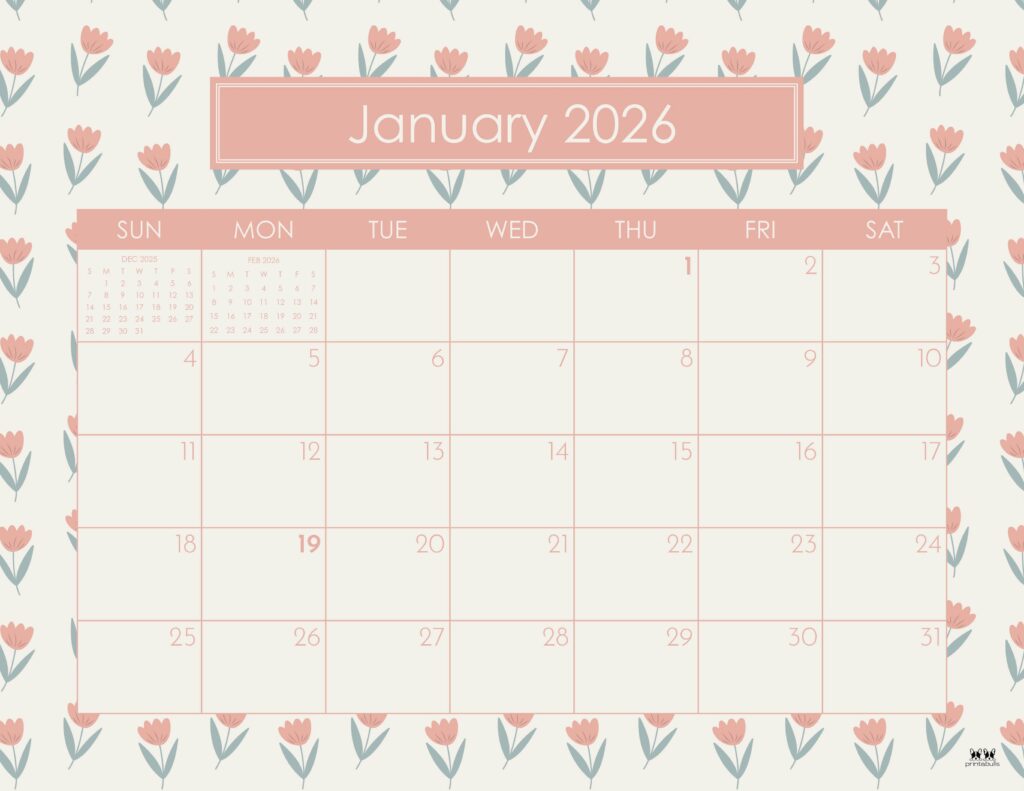January 2026 Calendars - 123 FREE Printables 179 Printable-January-2026-Calendar-Style-65