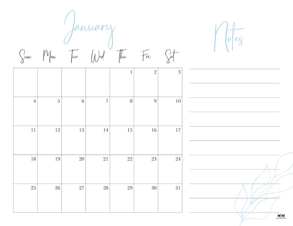 January 2026 Calendars - 123 FREE Printables 161 Printable-January-2026-Calendar-Style-7