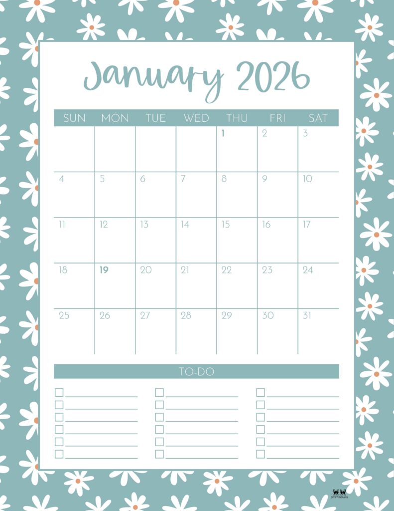 January 2026 Calendars - 123 FREE Printables 169 Printable-January-2026-Calendar-Style-77