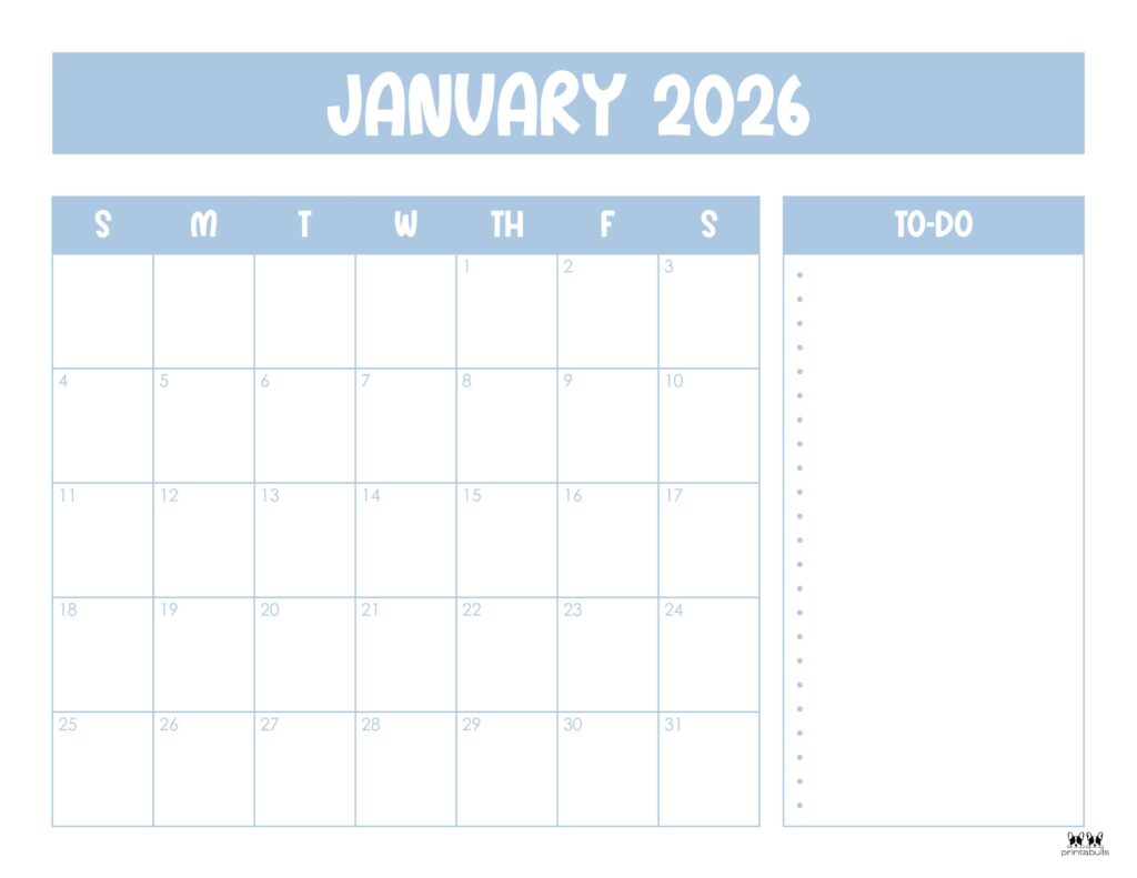 January 2026 Calendars - 123 FREE Printables 170 Printable-January-2026-Calendar-Style-78