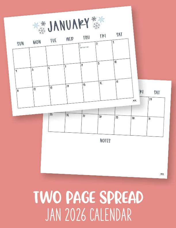 January 2026 Calendars - 123 FREE Printables 224 Printable-January-2026-Calendar-Style-86