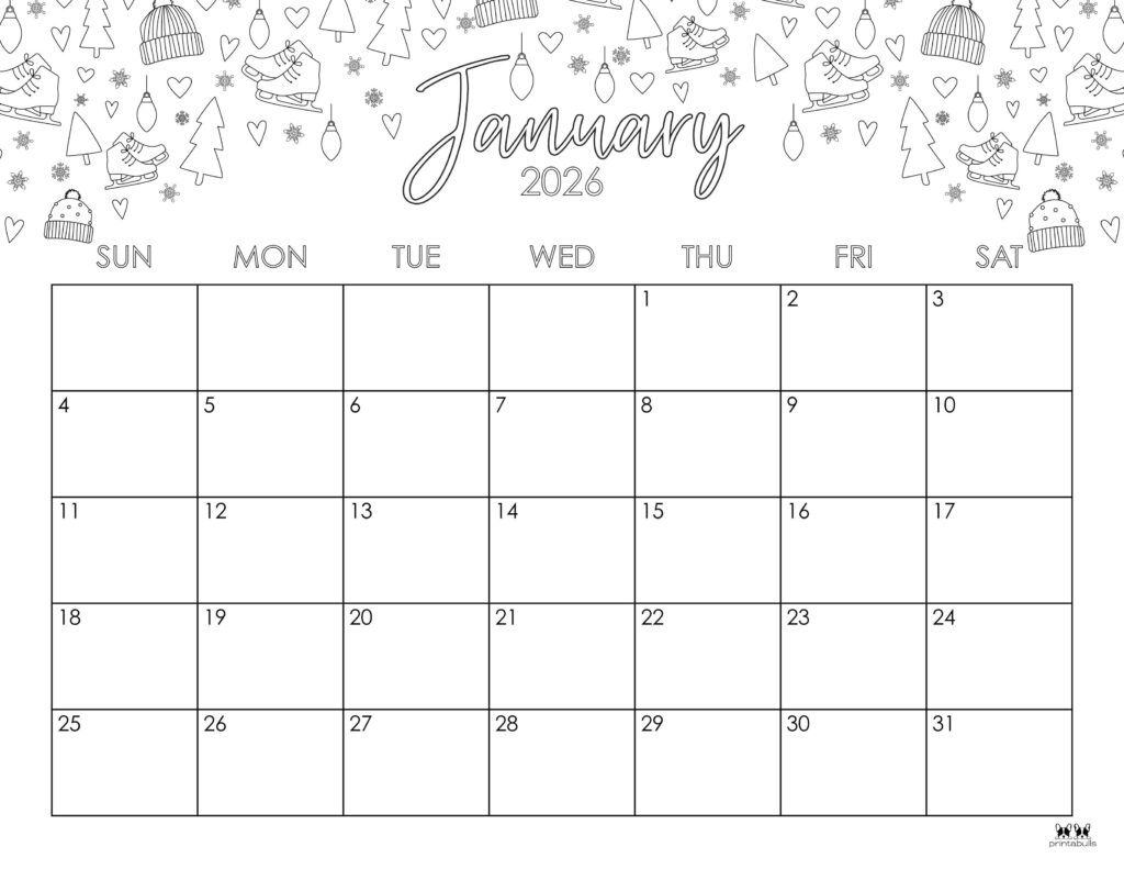January 2026 Calendars - 123 FREE Printables 237 Printable-January-2026-Calendar-Style-87