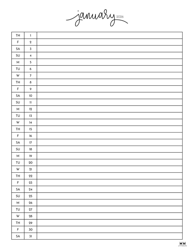 January 2026 Calendars - 123 FREE Printables 214 Printable-January-2026-Calendar-Style-92