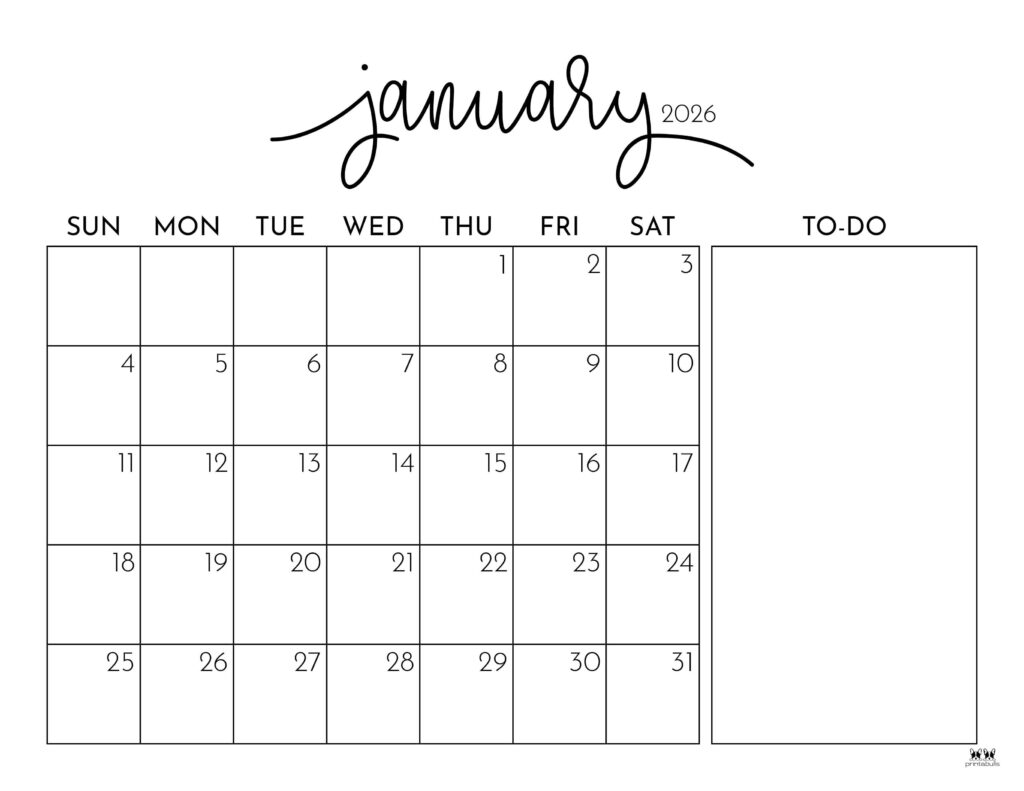 January 2026 Calendars - 123 FREE Printables 171 Printable-January-2026-Calendar-Style-94