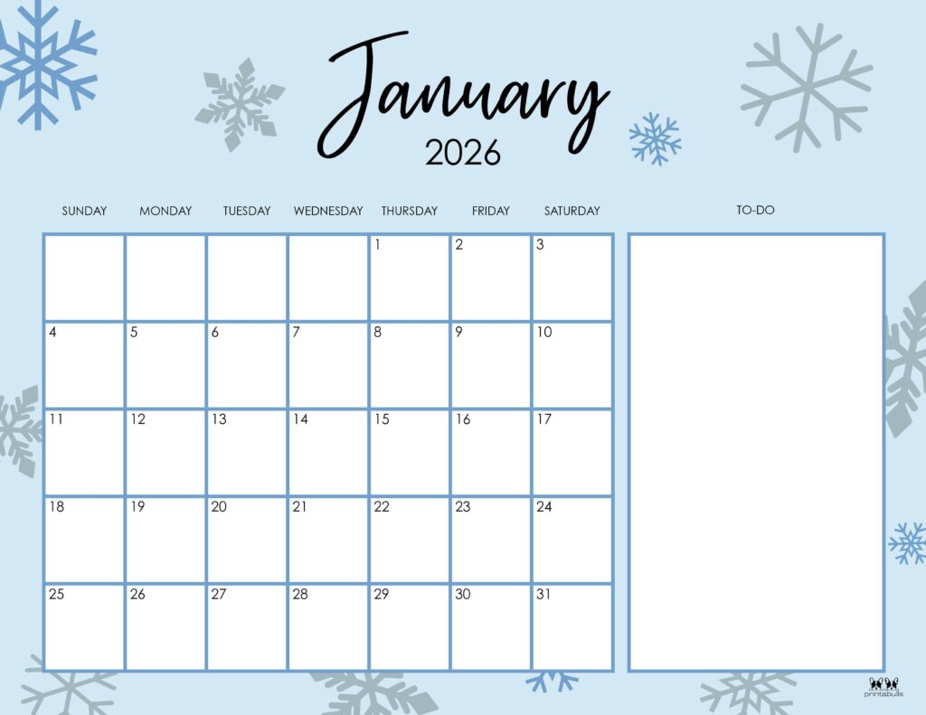 January 2026 Calendars - 123 FREE Printables 172 Printable-January-2026-Calendar-Style-95
