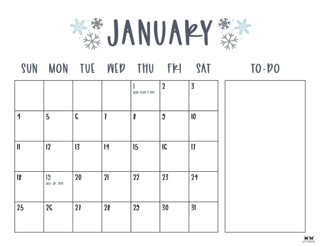 January 2026 Calendars - 123 FREE Printables 173 Printable-January-2026-Calendar-Style-96