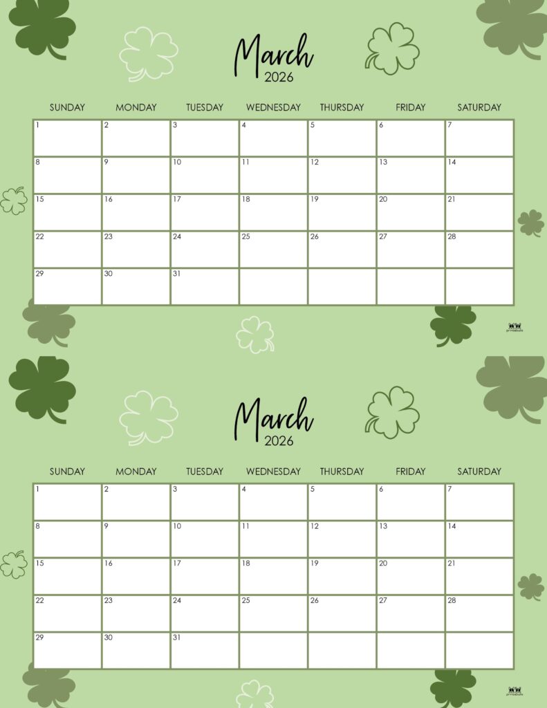 March 2026 Calendars - 123 FREE Printables 231 Printable-March-2026-Calendar-Style-100