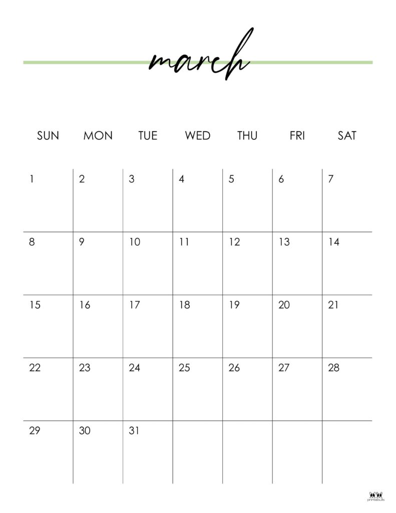 March 2026 Calendars - 123 FREE Printables 128 Printable-March-2026-Calendar-Style-11