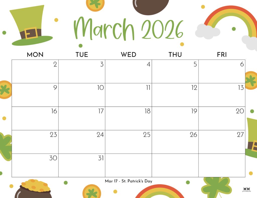 March 2026 Calendars - 123 FREE Printables 195 Printable-March-2026-Calendar-Style-112