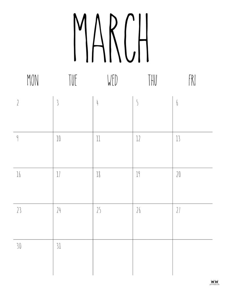 March 2026 Calendars - 123 FREE Printables 197 Printable-March-2026-Calendar-Style-114