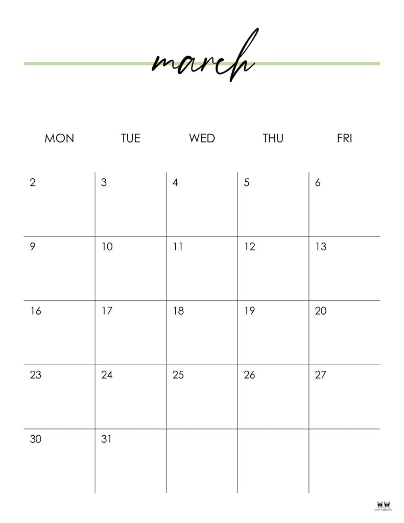 March 2026 Calendars - 123 FREE Printables 198 Printable-March-2026-Calendar-Style-115