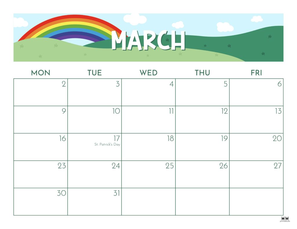 March 2026 Calendars - 123 FREE Printables 200 Printable-March-2026-Calendar-Style-117