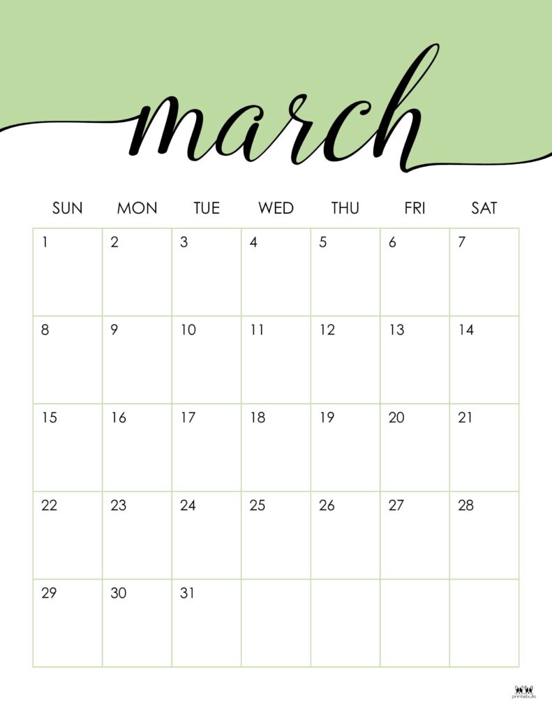 March 2026 Calendars - 123 FREE Printables 129 Printable-March-2026-Calendar-Style-12