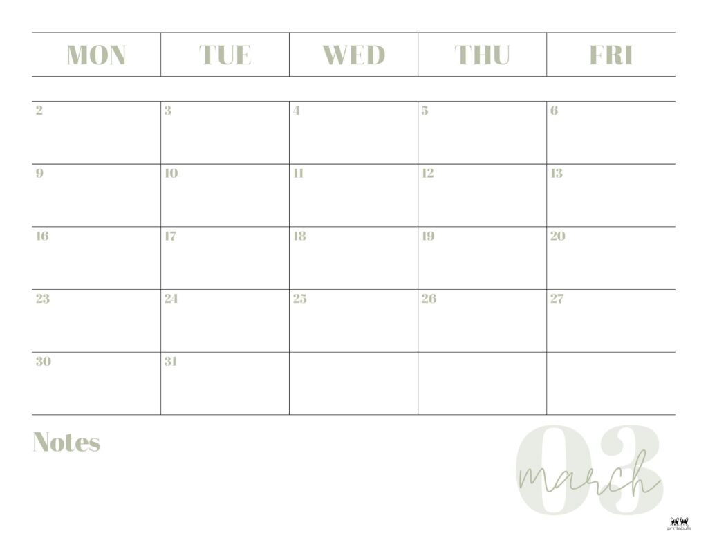 March 2026 Calendars - 123 FREE Printables 203 Printable-March-2026-Calendar-Style-120