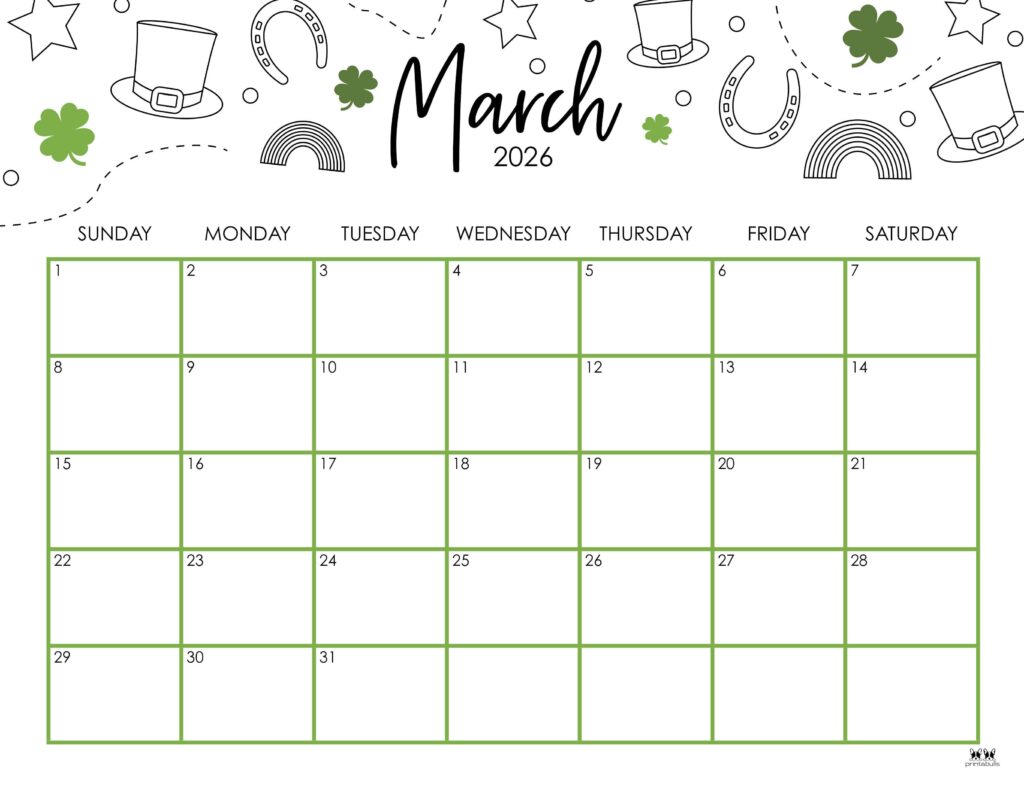 March 2026 Calendars - 123 FREE Printables 132 Printable-March-2026-Calendar-Style-15