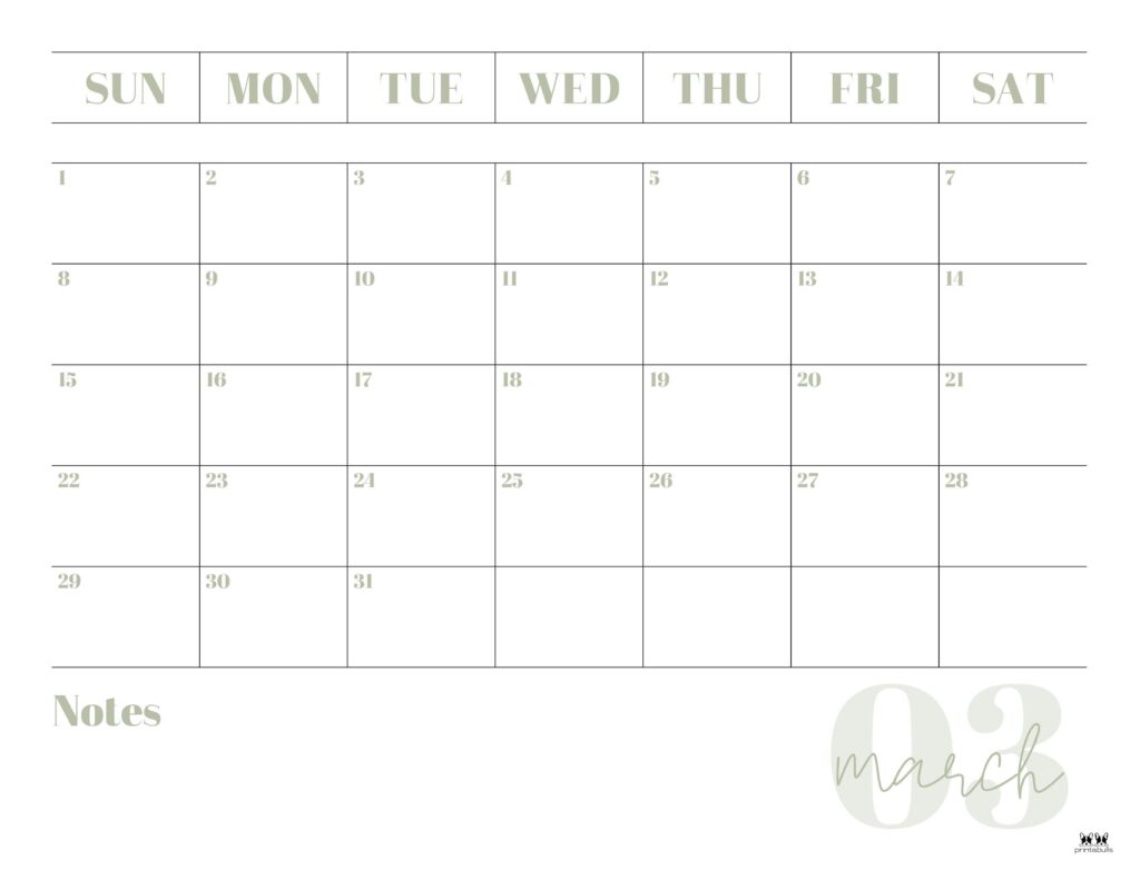 March 2026 Calendars - 123 FREE Printables 159 Printable-March-2026-Calendar-Style-2