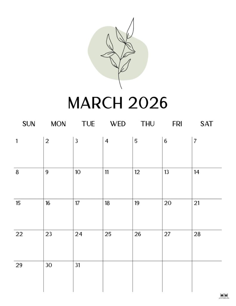 March 2026 Calendars - 123 FREE Printables 137 Printable-March-2026-Calendar-Style-21