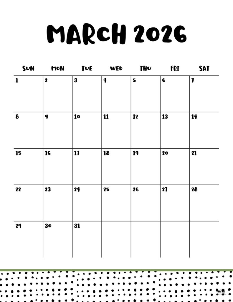 March 2026 Calendars - 123 FREE Printables 139 Printable-March-2026-Calendar-Style-23
