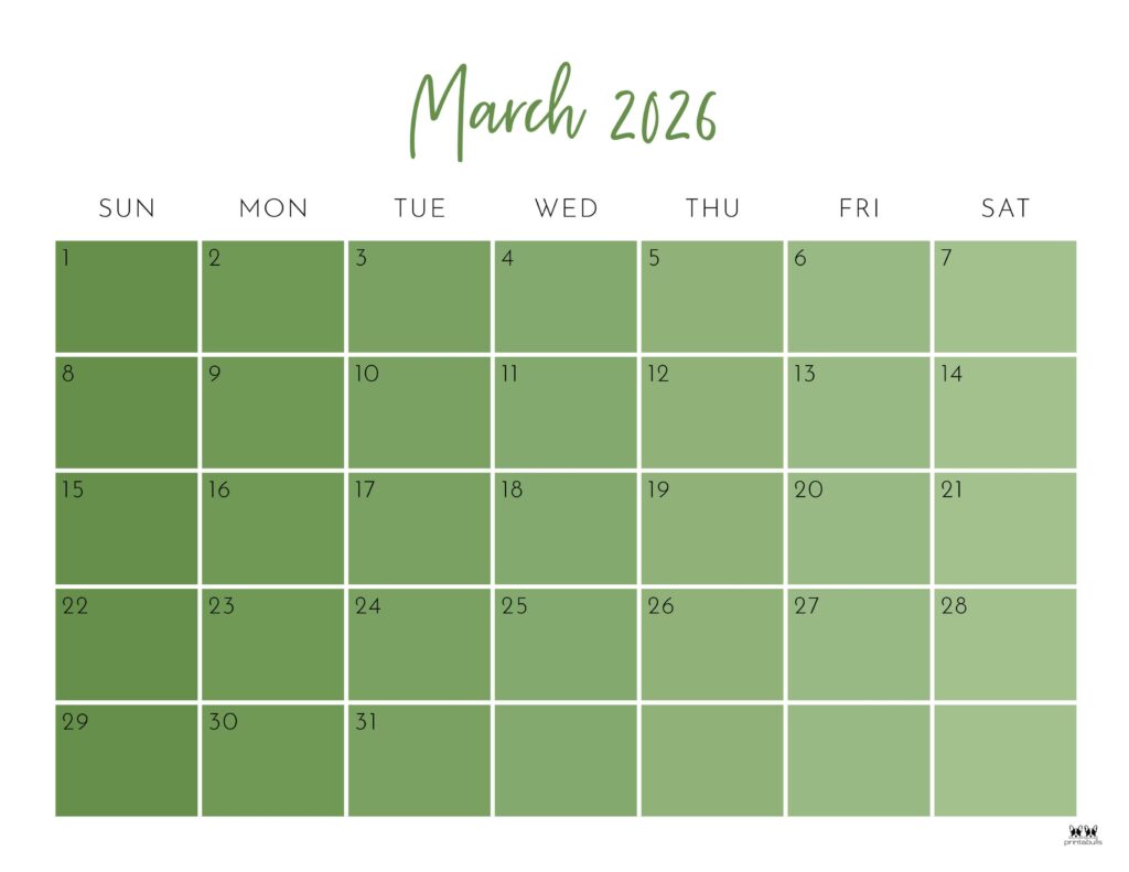 March 2026 Calendars - 123 FREE Printables 140 Printable-March-2026-Calendar-Style-24
