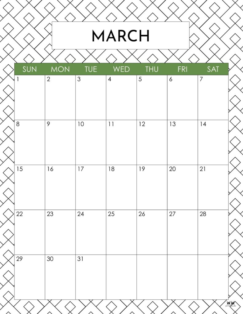 March 2026 Calendars - 123 FREE Printables 141 Printable-March-2026-Calendar-Style-25