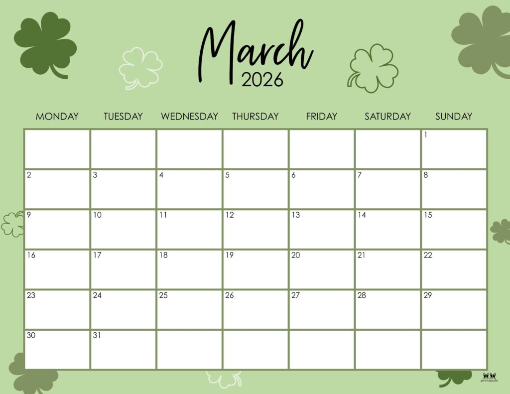 March 2026 Calendars - 123 FREE Printables 186 Printable-March-2026-Calendar-Style-29