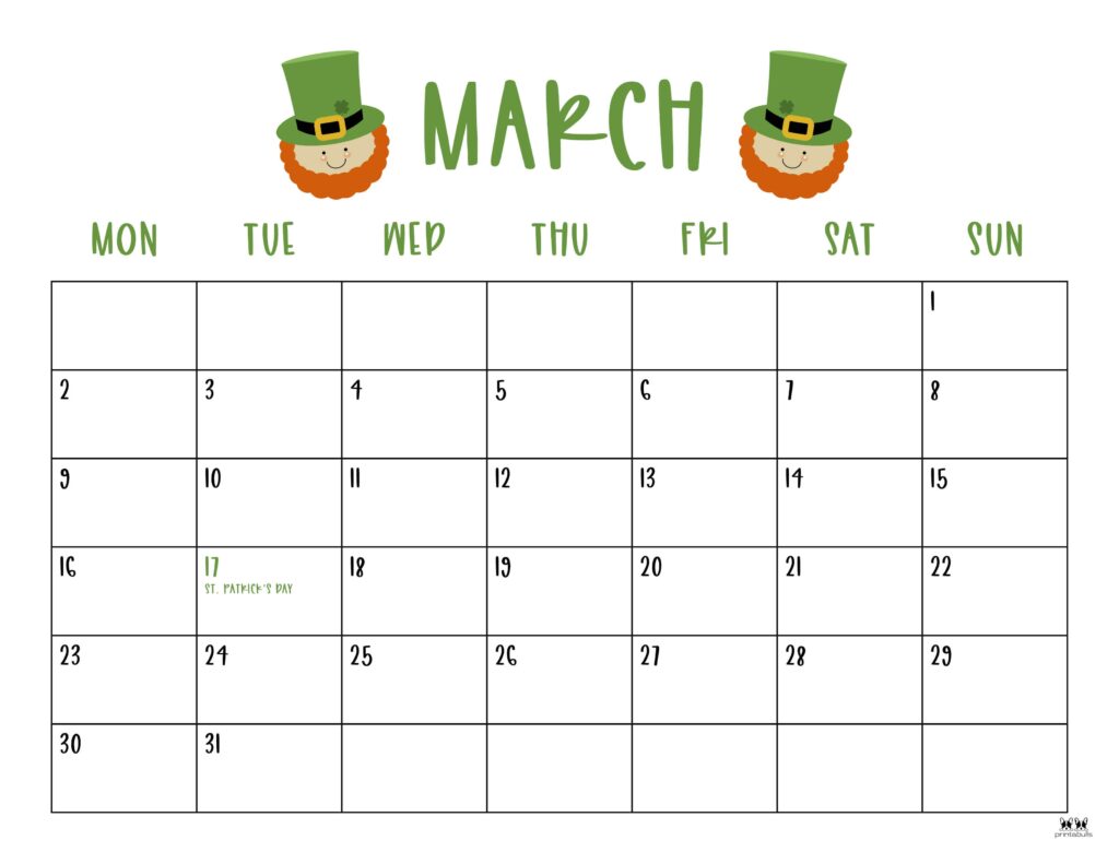 March 2026 Calendars - 123 FREE Printables 187 Printable-March-2026-Calendar-Style-30