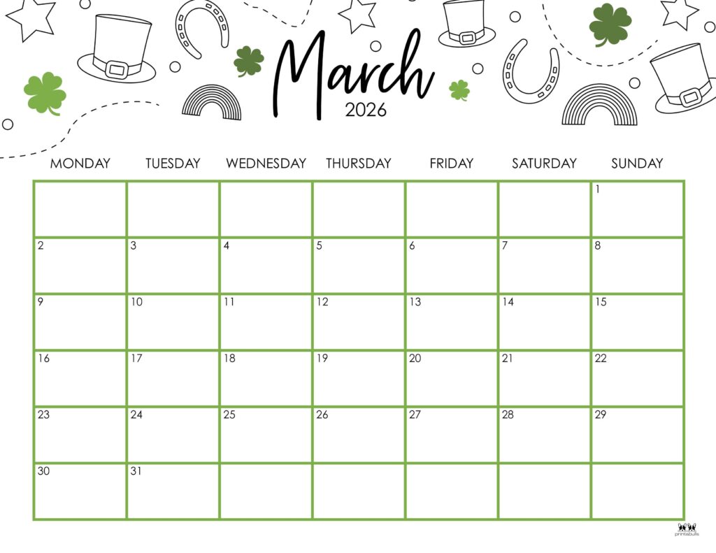 March 2026 Calendars - 123 FREE Printables 190 Printable-March-2026-Calendar-Style-33