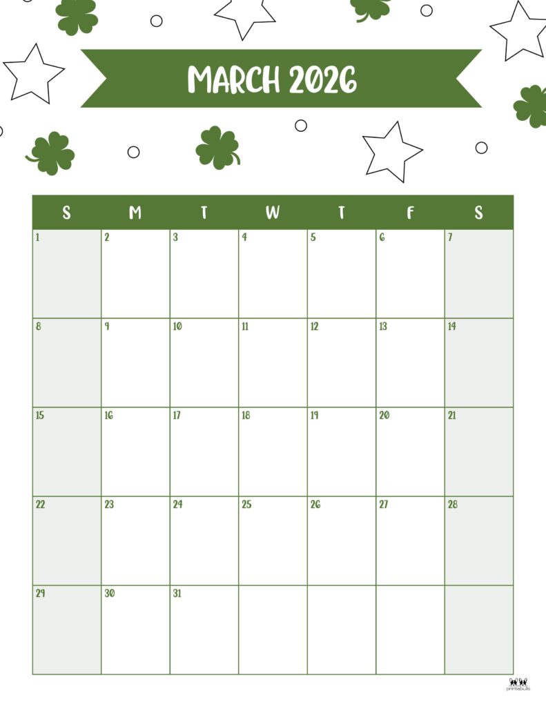 March 2026 Calendars - 123 FREE Printables 181 Printable-March-2026-Calendar-Style-37