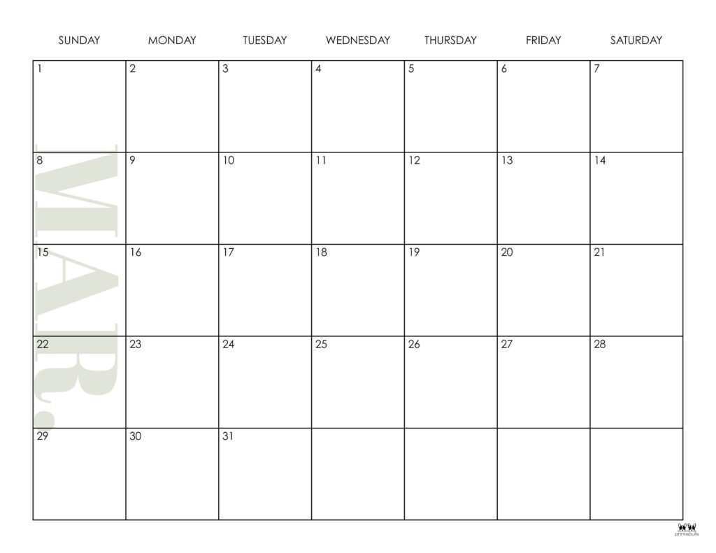 March 2026 Calendars - 123 FREE Printables 218 Printable-March-2026-Calendar-Style-38