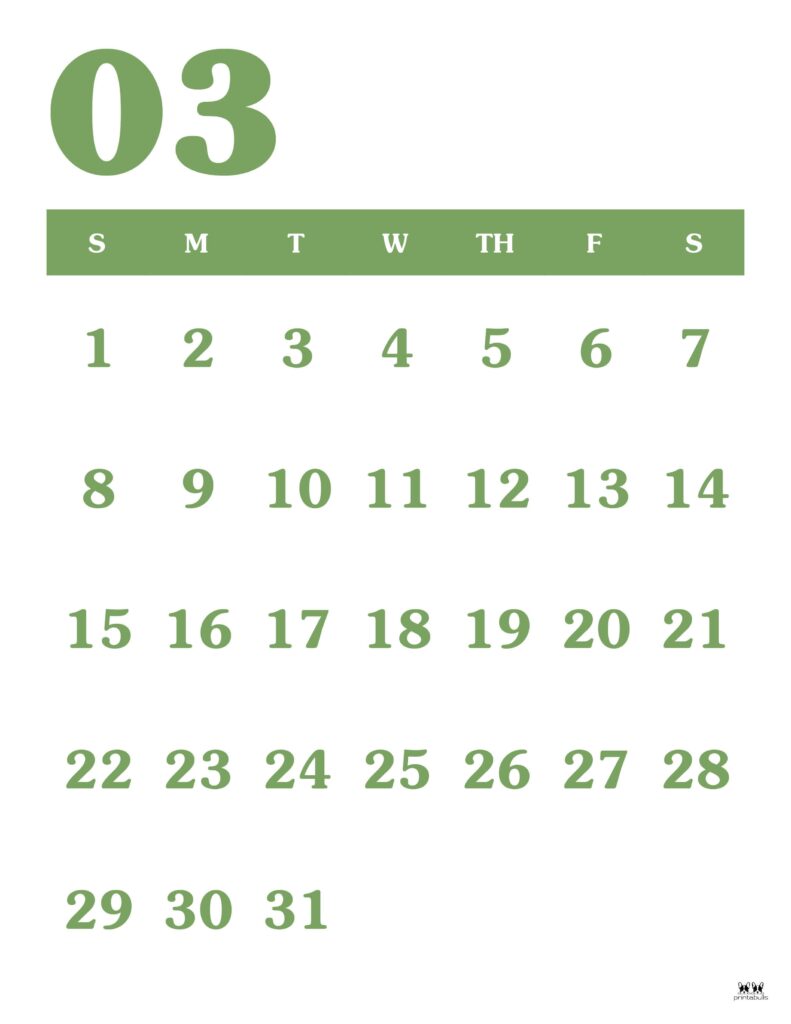 March 2026 Calendars - 123 FREE Printables 216 Printable-March-2026-Calendar-Style-40