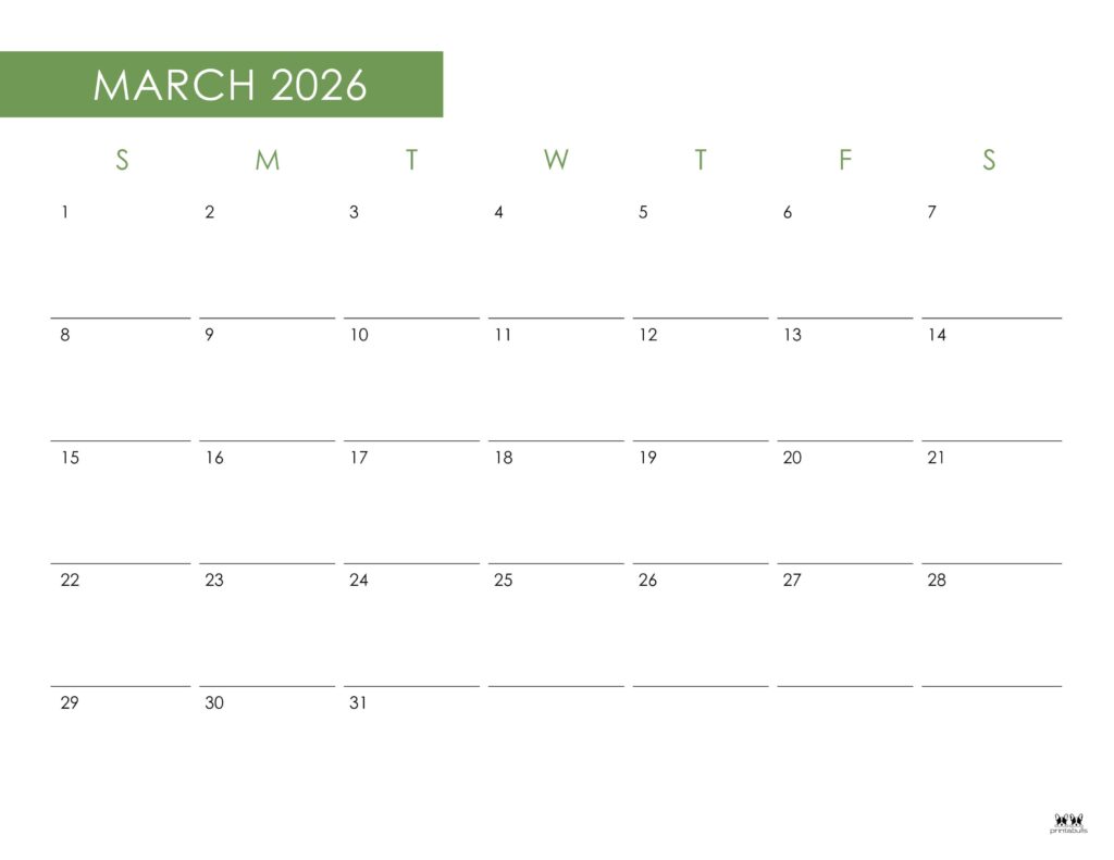March 2026 Calendars - 123 FREE Printables 217 Printable-March-2026-Calendar-Style-41