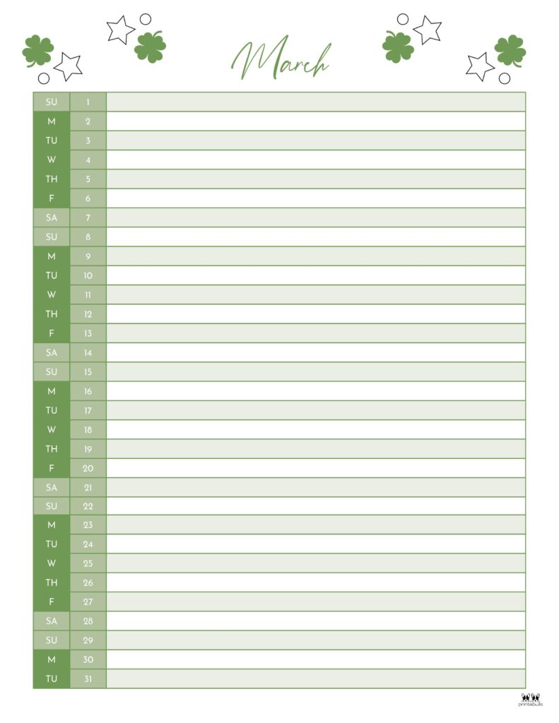 March 2026 Calendars - 123 FREE Printables 210 Printable-March-2026-Calendar-Style-42