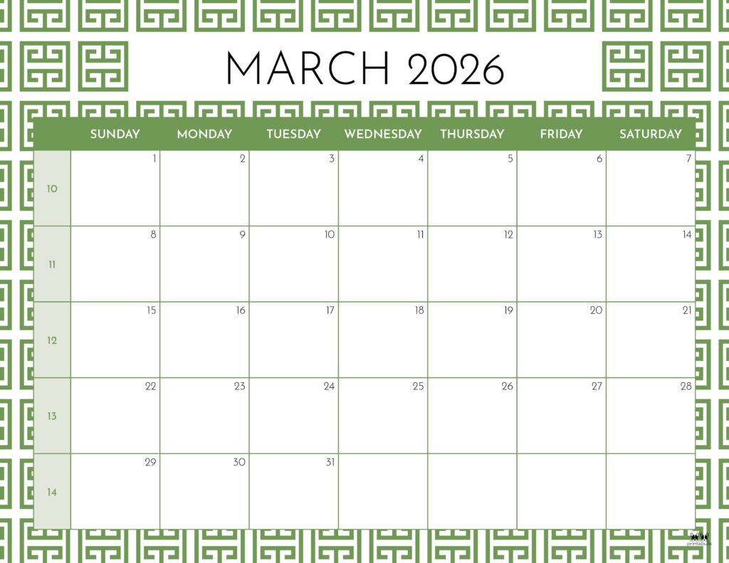 March 2026 Calendars - 123 FREE Printables 175 Printable-March-2026-Calendar-Style-44