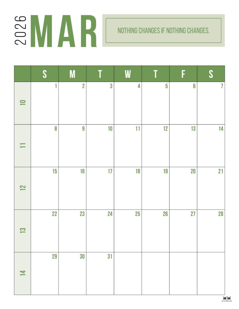 March 2026 Calendars - 123 FREE Printables 176 Printable-March-2026-Calendar-Style-45
