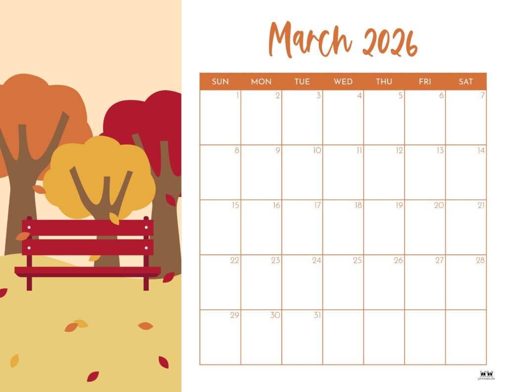 March 2026 Calendars - 123 FREE Printables 240 Printable-March-2026-Calendar-Style-55
