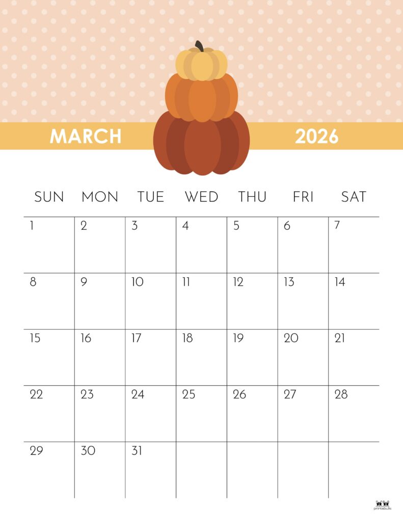March 2026 Calendars - 123 FREE Printables 242 Printable-March-2026-Calendar-Style-57