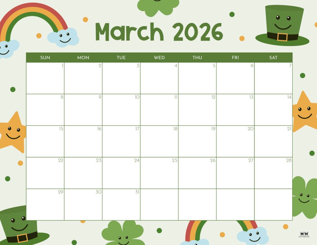 March 2026 Calendars - 123 FREE Printables 238 Printable-March-2026-Calendar-Style-60